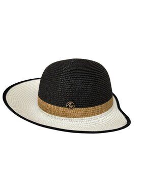 Adrienne Vittadini Black Natural Toast Sun Hat New